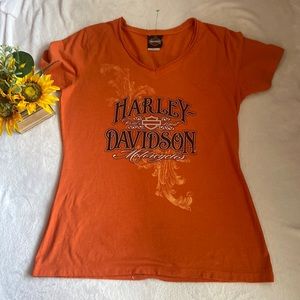 Harley Davidson Motorcycles Size L T-Shirt Z&M Harley-Davidson Greensburg Orange